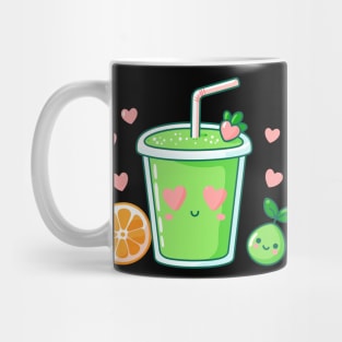 Kawaii Green Smoothie Drink for Healthy Diet | Design for Vegans and Kawaii Lovers Mug